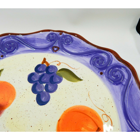 Tabletops Unlimited Hand-painted Medici Pattern Round Dinner Plate 11" - Picture 7 of 11